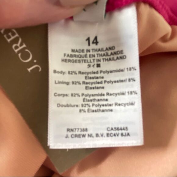 J Crew Radiant Fuchsia Ruched V-neckline One Piece Swimsuit Sz 14 NWT - Picture 12 of 16